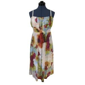 Jonathan Martin Floral Midi Sundress Watercolor Pleated Fairy Wedding Easter 12